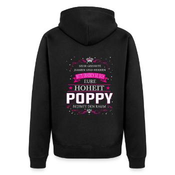 Votre Altesse Poppy entre dans la pièce - Veste à capuche bio Premium Unisexe - noir - Dos - Nico (187cm)