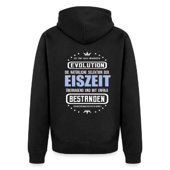 Eiszeit überragend und mit Erfolg bestanden. - Unisex Premium Bio Zip Hoodie - Schwarz - Hinten - Nico (187cm)