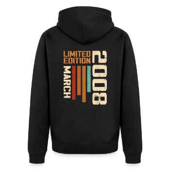 March 2008 Anniversary 2008 Retro 2008 March - Unisex Premium Organic Zip Hoodie - black - Back - Nico (187cm)