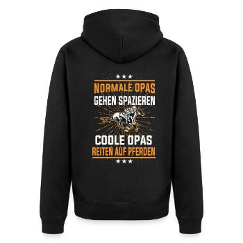 Equestrian Grandpa - Unisex Premium Organic Zip Hoodie - black - Back - Nico (187cm)