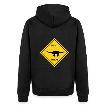 Achtung Apatosaurus kreuzt die Straße Design - Unisex Premium Bio Zip Hoodie - Schwarz - Hinten - Nico (187cm)