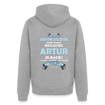 Everything's going to be alright, because Artur Ist da Outfit - Unisex Premium Organic Zip Hoodie - heather grey - Back - Nico (187cm)