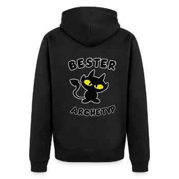 cooles bester Archetyp Design - Unisex Premium Bio Zip Hoodie - Schwarz - Hinten - Nico (187cm)