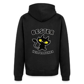cooles bester Heilpraktiker Design - Unisex Premium Bio Zip Hoodie - Schwarz - Hinten - Nico (187cm)