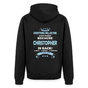 Tout va bien se passer, parce que Christopher est là Outfit - Veste à capuche bio Premium Unisexe - noir - Dos - Nico (187cm)