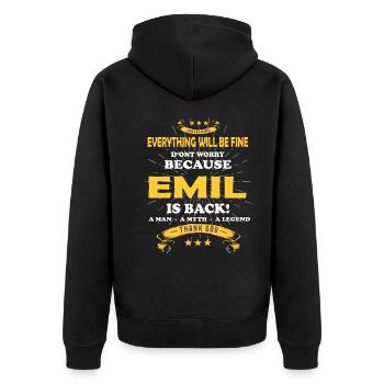 Tout va bien se passer, parce qu’Emil est là Outfit - Veste à capuche bio Premium Unisexe - noir - Dos - Nico (187cm)