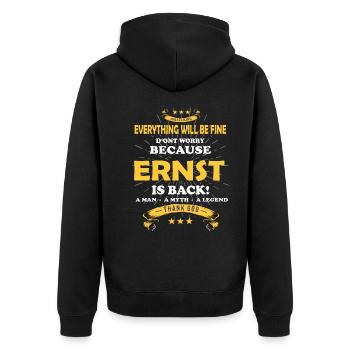 Tout va bien se passer, parce qu’Ernst est là Outfit - Veste à capuche bio Premium Unisexe - noir - Dos - Nico (187cm)
