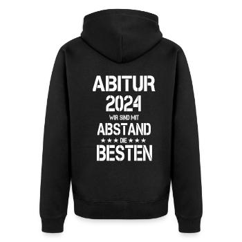 Abitur 2024, wir sind mit Abstand die Besten - Unisex Premium Bio Zip Hoodie - Schwarz - Hinten - Nico (187cm)
