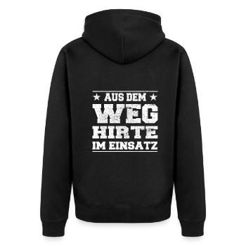 Aus dem Weg Hirte im Einsatz Design - Unisex Premium Bio Zip Hoodie - Schwarz - Hinten - Nico (187cm)