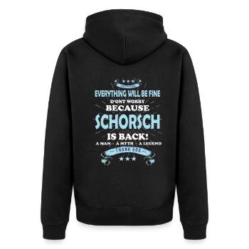 Everything will be fine Schorsch Is back - Unisex Premium Organic Zip Hoodie - black - Back - Nico (187cm)
