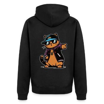 cole red cat in funny hip hop style - Unisex Premium Organic Zip Hoodie - black - Back - Nico (187cm)