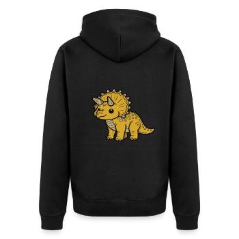 Triceratops Baby, süßes Dinosaurier Design - Unisex Premium Bio Zip Hoodie - Schwarz - Hinten - Nico (187cm)