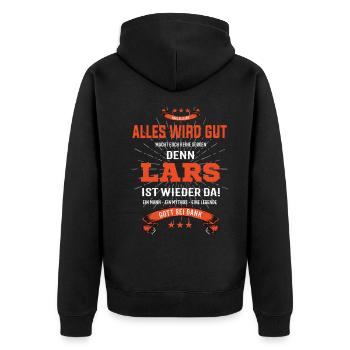 Everything's going to be alright, because Lars Is there Outfit - Unisex Premium Organic Zip Hoodie - black - Back - Nico (187cm)