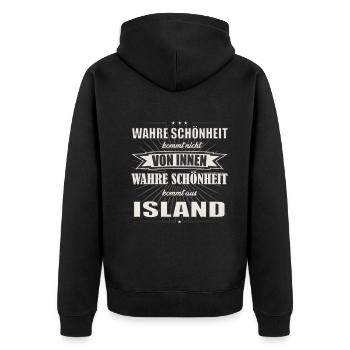 La vraie beauté vient d’Islande, le design - Veste à capuche bio Premium Unisexe - noir - Dos - Nico (187cm)