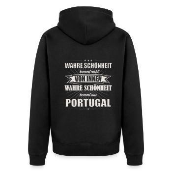 La vraie beauté vient du Portugal Design - Veste à capuche bio Premium Unisexe - noir - Dos - Nico (187cm)
