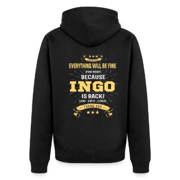 Tout ira bien Ingo est de retour - Veste à capuche bio Premium Unisexe - noir - Dos - Nico (187cm)