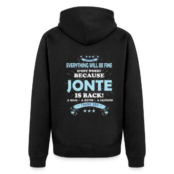 Everything will be fine Jonte Is back - Unisex Premium Organic Zip Hoodie - black - Back - Nico (187cm)