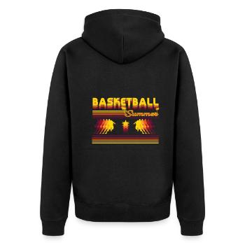 Retro Basketball Summer Design - Unisex Premium Bio Zip Hoodie - Schwarz - Hinten - Nico (187cm)