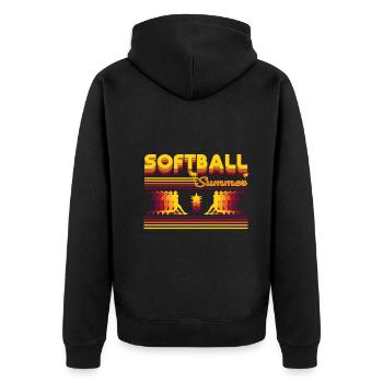 Retro Softball Sommer Design - Unisex Premium Bio Zip Hoodie - Schwarz - Hinten - Nico (187cm)