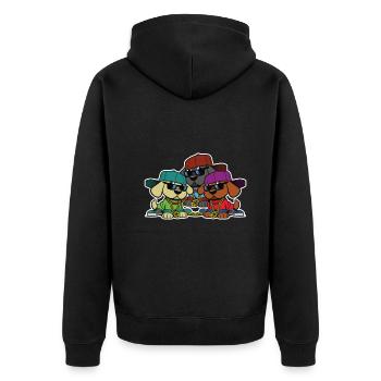 Dog Pack - Cool Street Dog Hip Hop Design - Unisex Premium Organic Zip Hoodie - black - Back - Nico (187cm)