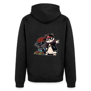 Dog and cat in hip hop style - Unisex Premium Organic Zip Hoodie - black - Back - Nico (187cm)