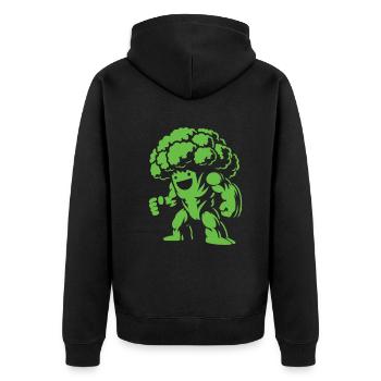 Brocoli - Un design végétal fort pour les bodybuilders - Veste à capuche bio Premium Unisexe - noir - Dos - Nico (187cm)