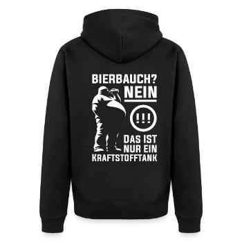 Funny Beer Belly Design - Fuel Tank Saying - Unisex Premium Organic Zip Hoodie - black - Back - Nico (187cm)