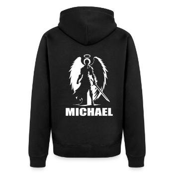 Archange Michael Design – Pour l’Ange Fan - Veste à capuche bio Premium Unisexe - noir - Dos - Nico (187cm)