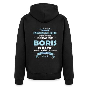 Everything will be fine Boris Is back - Unisex Premium Organic Zip Hoodie - black - Back - Nico (187cm)