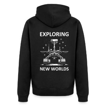 Design cool du rover martien avec le dicton : Exploration - Veste à capuche bio Premium Unisexe - noir - Dos - Nico (187cm)
