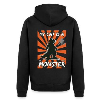 Conception amusante de chat : Mon chat est un monstre - Veste à capuche bio Premium Unisexe - noir - Dos - Nico (187cm)