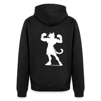 Boxing Cat, le design parfait pour les fans de chats - Veste à capuche bio Premium Unisexe - noir - Dos - Nico (187cm)