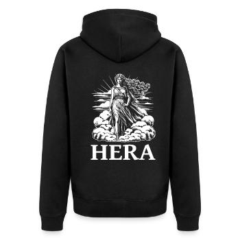 Hera, the Greek Goddess – Design for Mytholog - Unisex Premium Organic Zip Hoodie - black - Back - Nico (187cm)