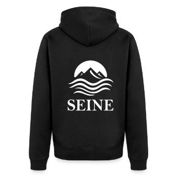 Seine – Elegant River Design - Unisex Premium Organic Zip Hoodie - black - Back - Nico (187cm)