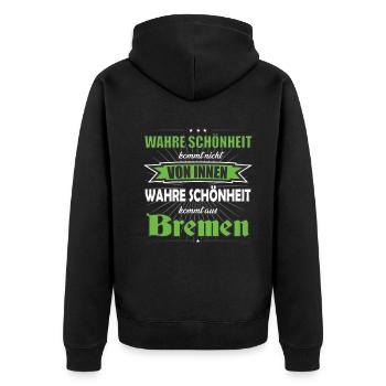 La vraie beauté vient de Bremen Design - Veste à capuche bio Premium Unisexe - noir - Dos - Nico (187cm)