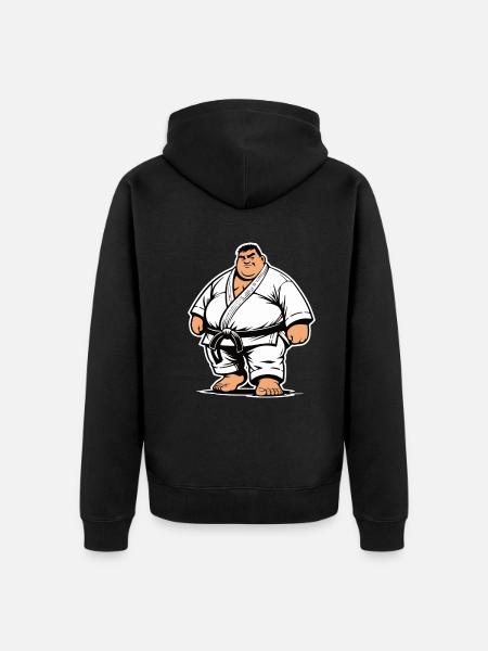 Dicker Kampfsportler - Unisex Premium Bio Zip Hoodie - Schwarz