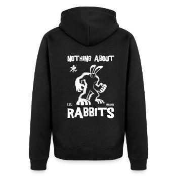Nothing About Rabbits – Strong Rabbit Design - Unisex Premium Organic Zip Hoodie - black - Back - Nico (187cm)