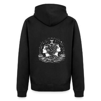 Sternzeichen Zwilling Design - Unisex Premium Bio Zip Hoodie - Schwarz - Hinten - Nico (187cm)