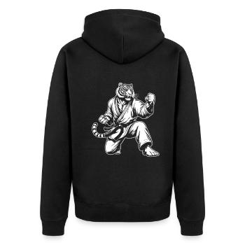 Martial Arts Tiger – The King of Fighters - Unisex Premium Organic Zip Hoodie - black - Back - Nico (187cm)