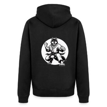 Loup d’arts martiaux – Force et loyauté - Veste à capuche bio Premium Unisexe - noir - Dos - Nico (187cm)