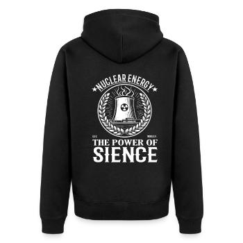Nuclear Energy – The Power of Science - Unisex Premium Organic Zip Hoodie - black - Back - Nico (187cm)