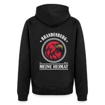Brandenburg – Meine Heimat - Unisex Premium Bio Zip Hoodie - Schwarz - Hinten - Nico (187cm)