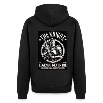 Der Ritter – Legenden sterben nie - Unisex Premium Bio Zip Hoodie - Schwarz - Hinten - Nico (187cm)