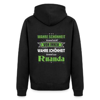 Wahre Schönheit kommt aus Ruanda Design - Unisex Premium Bio Zip Hoodie - Schwarz - Hinten - Nico (187cm)