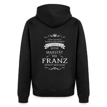 His Majesty Franz enters the room - Unisex Premium Organic Zip Hoodie - black - Back - Nico (187cm)