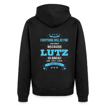 Tout ira bien Lutz est de retour - Veste à capuche bio Premium Unisexe - noir - Dos - Nico (187cm)