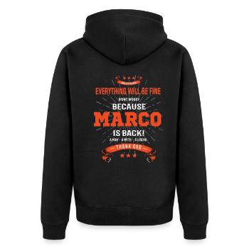 Everything will be fine Marco Is back - Unisex Premium Organic Zip Hoodie - black - Back - Nico (187cm)