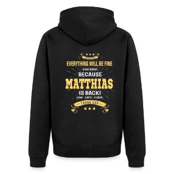 Tout ira bien Matthias est de retour - Veste à capuche bio Premium Unisexe - noir - Dos - Nico (187cm)