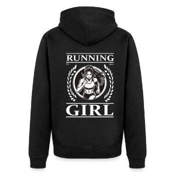 Running Girl – Running is Freedom - Unisex Premium Organic Zip Hoodie - black - Back - Nico (187cm)
