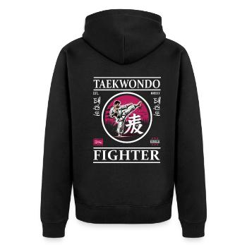 Combattant de taekwondo – Force, concentration, perfection - Veste à capuche bio Premium Unisexe - noir - Dos - Nico (187cm)